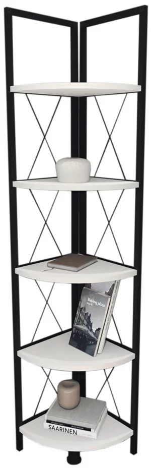 Etajera de colt Fabulous 5 Shelves White/Black