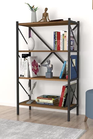 Etajera Fabulous 4 Shelves Metal Walnut/Black