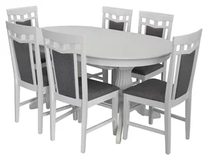 Set de bucatarie Evelin HV-33V White + 6 scaune DEPPA R White/NV-10WP Grey