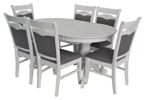 Комплект для кухни Evelin HV-33V White + 6 стульев HV-3167 White/NV-10WP Grey