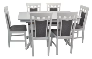 Set de bucatarie Evelin HV-32V White + 6 scaune DEPPA R White/NV-10WP Grey