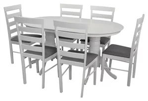 Set de bucatarie Evelin HV-24 V White + 6 scaune GLORIA White/NV-10WP Grey