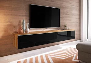 Image Tumba pentru TV Bratex Lowboard D 180 Wotan Oak/Black Gloss