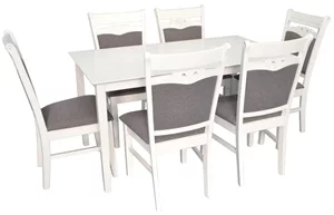 Комплект для кухни Evelin SANFLOWER White + 6 стульев HV-3167 White/NV-10WP Grey