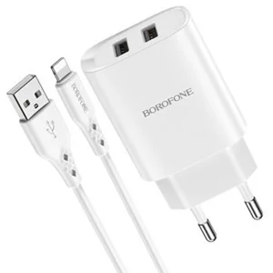 Зарядное устройство Borofone Сable USB to Lightning BN2 2xUSB 2.1A White