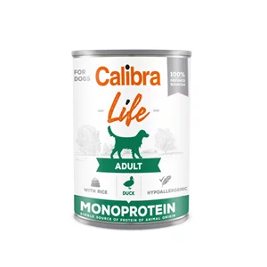 Hrana umeda pentru caini Calibra Dog Life can Adult Duck with rice 400g*6