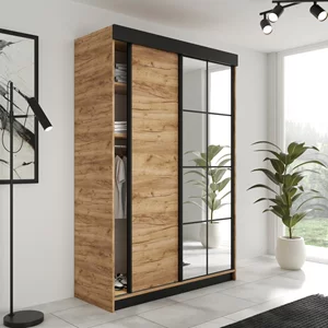 Шкаф купе Prime Furniture Lamaro 138x205x59 Craft Oak Golden/Black