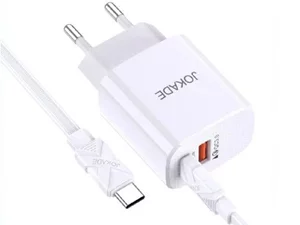 Încărcător Jokade Charger Kaitai Series 1*USB-A+1*Type-C with Cable Type-C to Type-C 1m White