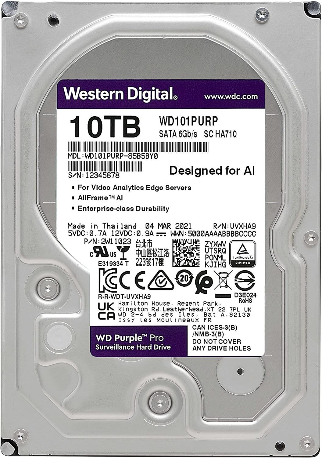 Жесткий диск HDD Western Digital Caviar Purple PRO WD101PURP 10TB