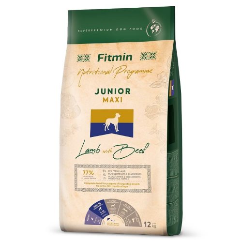 Hrana uscata pentru caini Fitmin maxi junior lamb&beef 12 kg