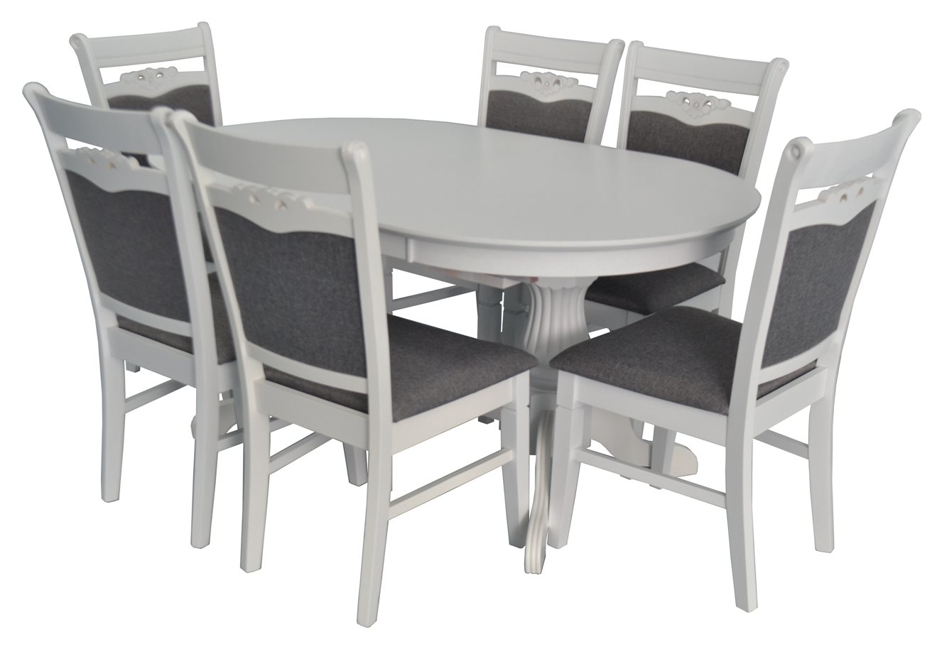 Set de bucatarie Evelin HV-33V White + 6 scaune HV-3167 White/NV-10WP Grey