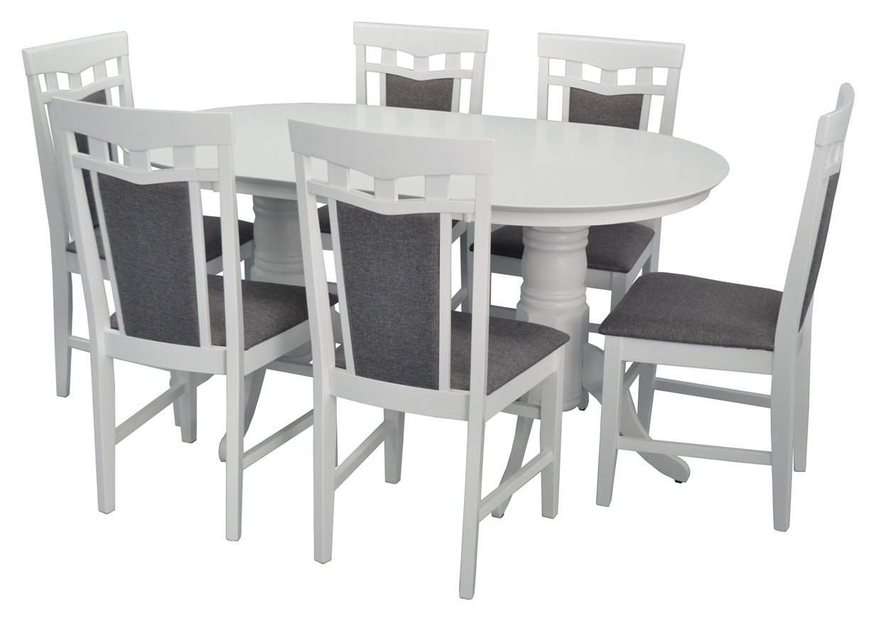 Set de bucatarie Evelin HV-24 V White + 6 scaune DEPPA R White/NV-10WP Grey