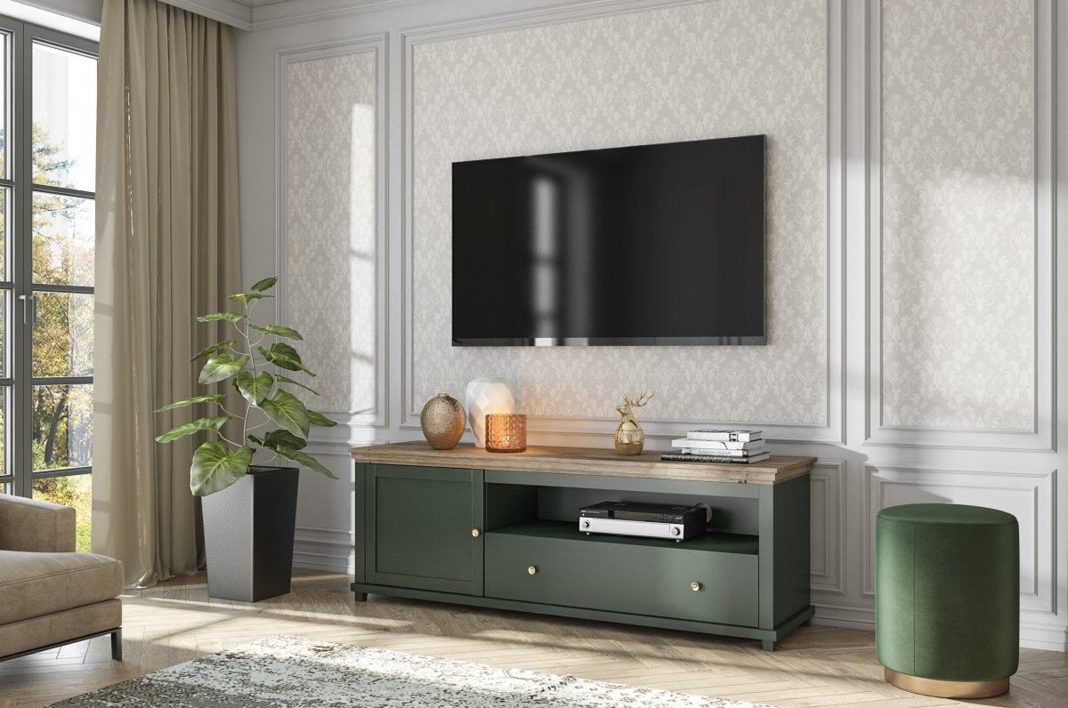 Tumba pentru TV Helvetia Evora №40 1D1S Green/Lefkas Oak