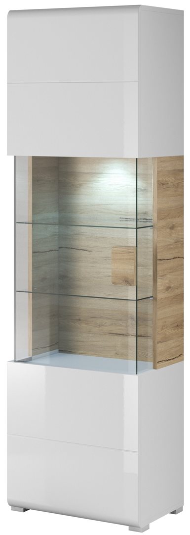 Витрина Helvetia Toledo №05 1D White Gloss/Sanremo Oak Light