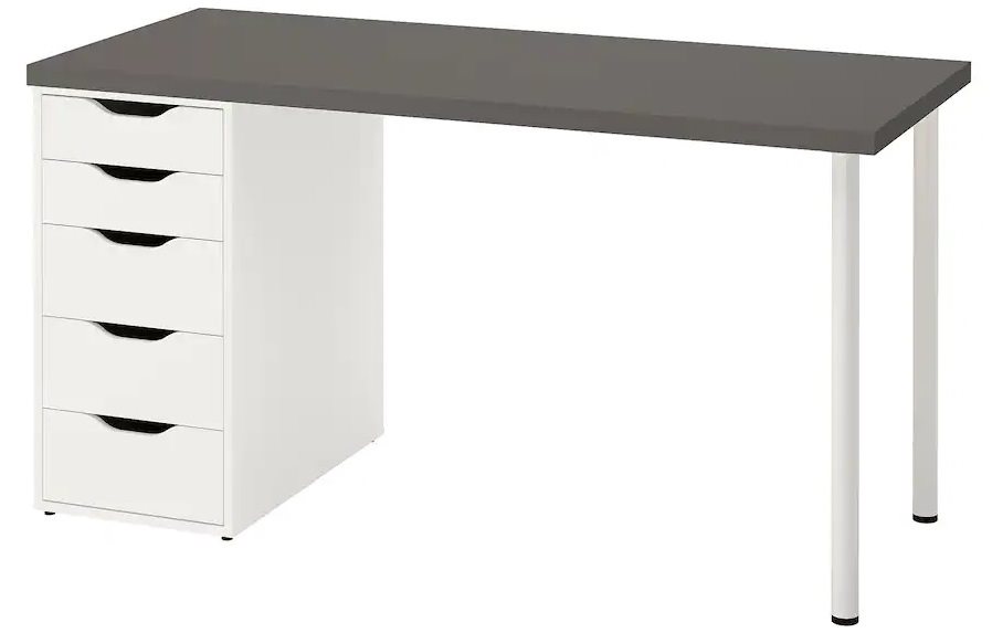 Masa de birou Ikea Lagkapten/Alex 140x60 Dark Grey/White