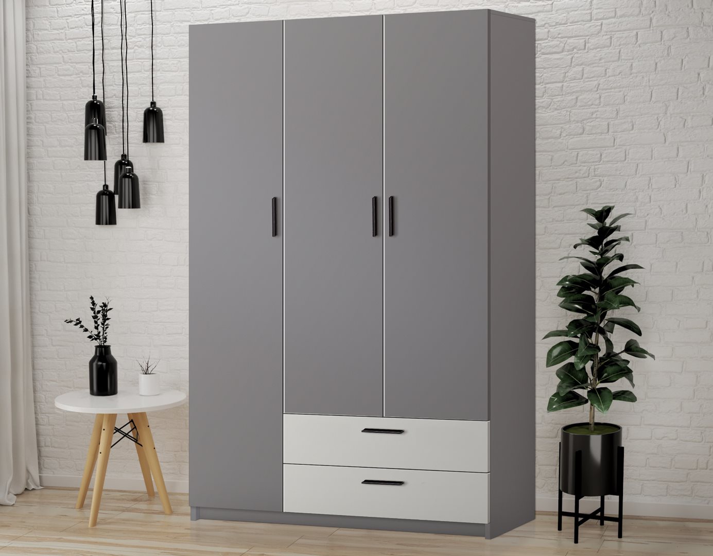 Dulap Modern Andi 120 Gray Slate/White