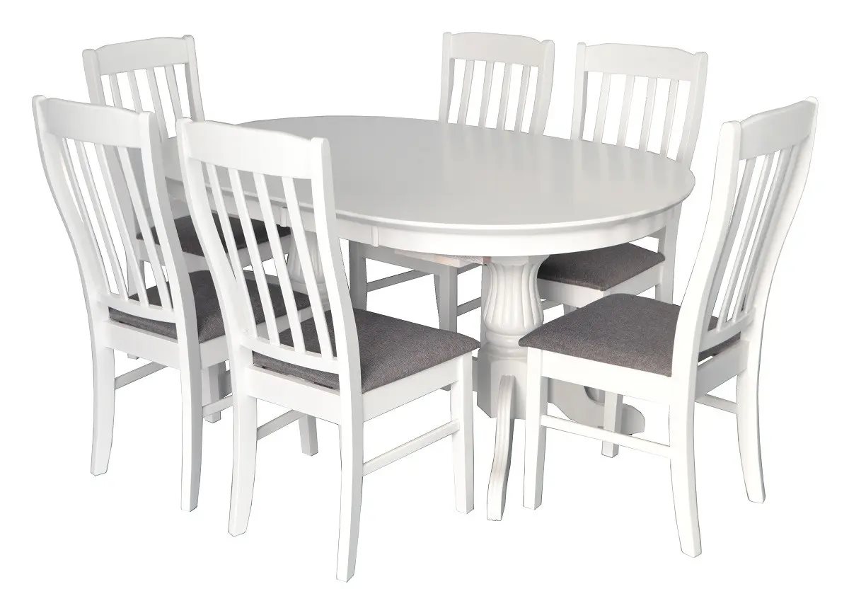 Set de bucatarie Evelin HV-33V White + 6 scaune WENYI White/NV-10WP Grey