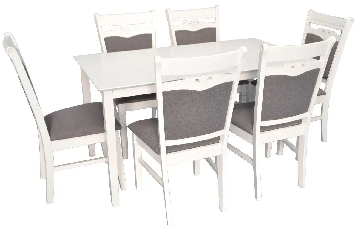 Set de bucatarie Evelin SANFLOWER White + 6 scaune HV-3167 White/NV-10WP Grey