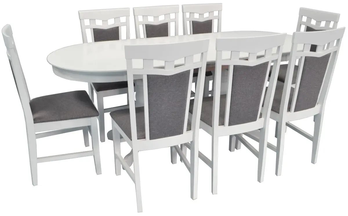 Комплект для кухни Evelin HV-31N White + 8 стульев DEPPA R White/NV-10WP Grey