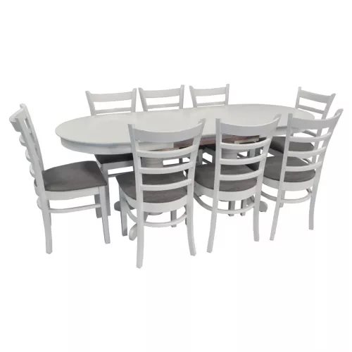 Set de bucatarie Evelin HV-31N White + 8 scaune COCO White/NV-10WP Grey