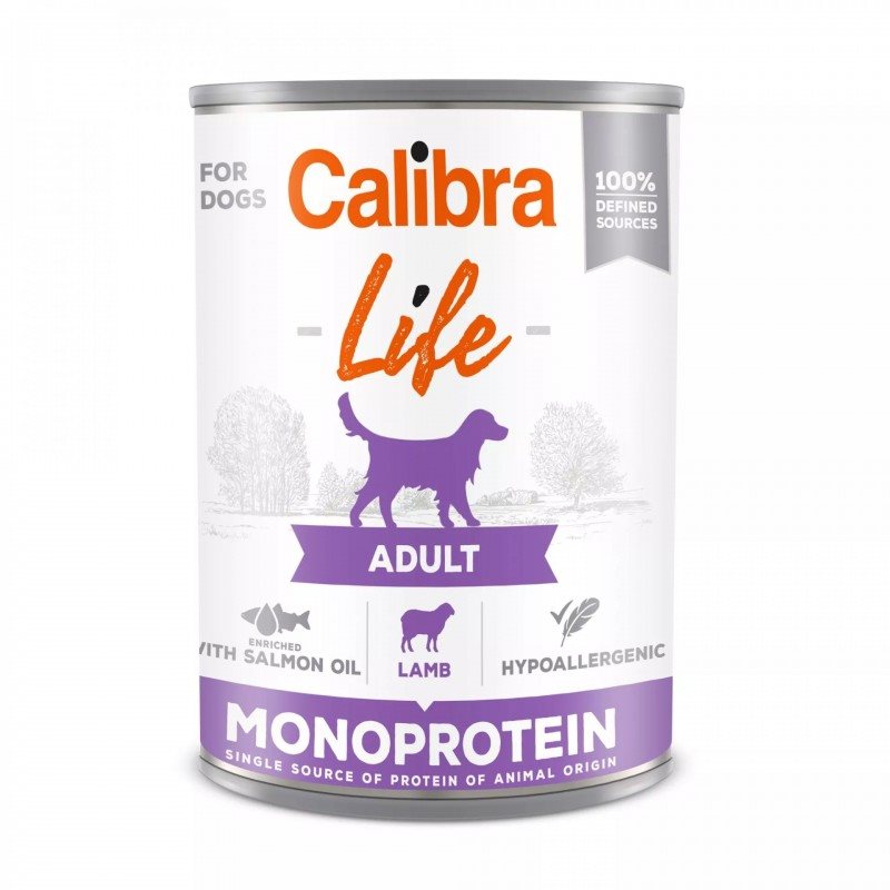 Hrana umeda pentru caini Calibra Dog Life can Adult Lamb 400g*6