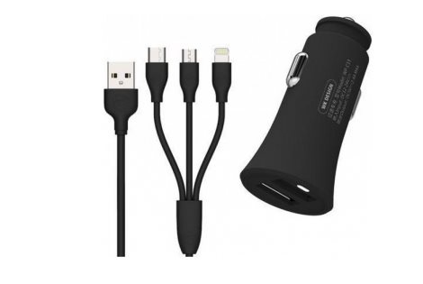 Зарядка OEM WK Design Warpath (2XUSB, 2.4A) Black