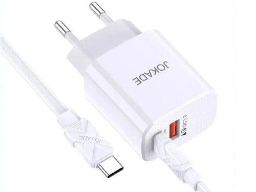 Зарядка Jokade Charger Kaitai Series 1*USB-A+1*Type-C with Cable Type-C to Type-C 1m White